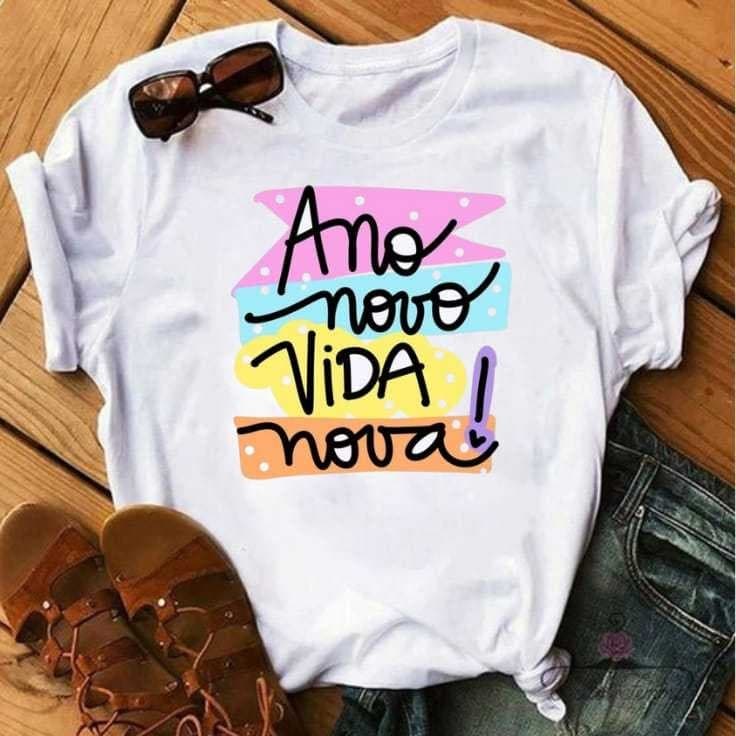 Camiseta Personalizada (Feliz Ano Novo, 2027, Reveillon)
