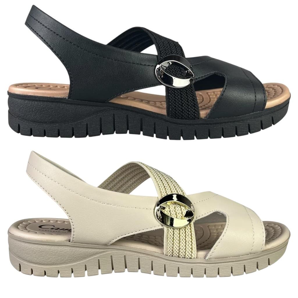 Sandália Papete Feminina Campesí Flatform Confortável Tira com Elástico Leve