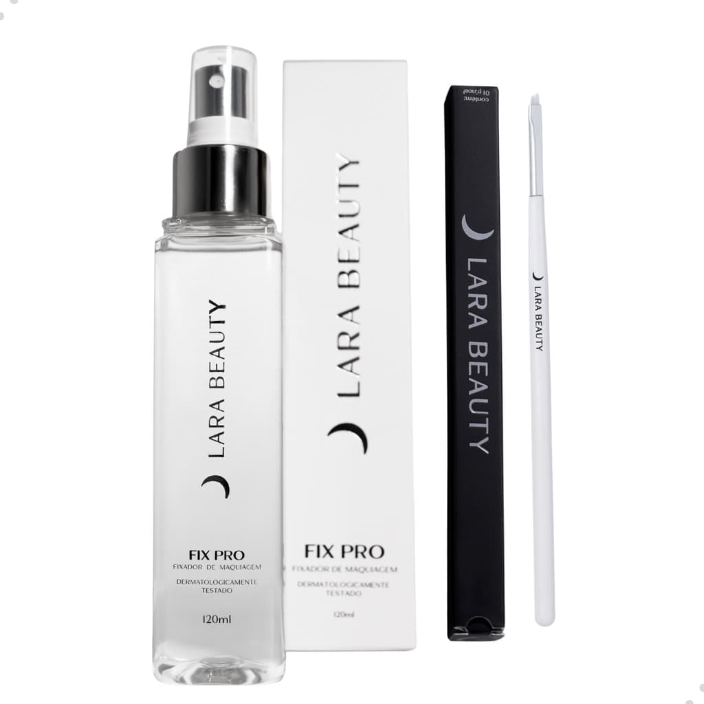Fixador De Maquiagem A Prova D'agua Fix Pro + Pincel Chanfrado Contorno Delineado Profissional
