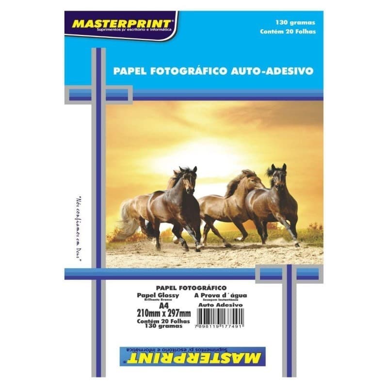 Papel Fotográfico Adesivo A4 130gr Com 20 Folhas Masterprint | Fotografia | Papel de Foto