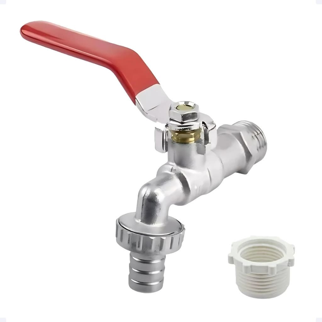 Torneira Esfera 1/2" com Alavanca Cromada Polida Torneira Externa Água para Jardim Garagem