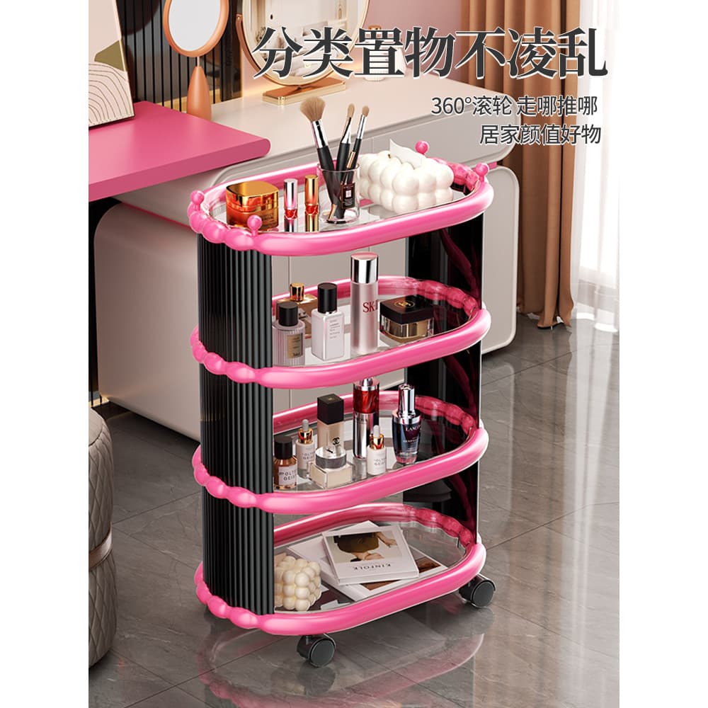 Carrinho de armazenamento de cosméticos Rack de chão móvel quarto banheiro prateleira multifuncional de alto valor