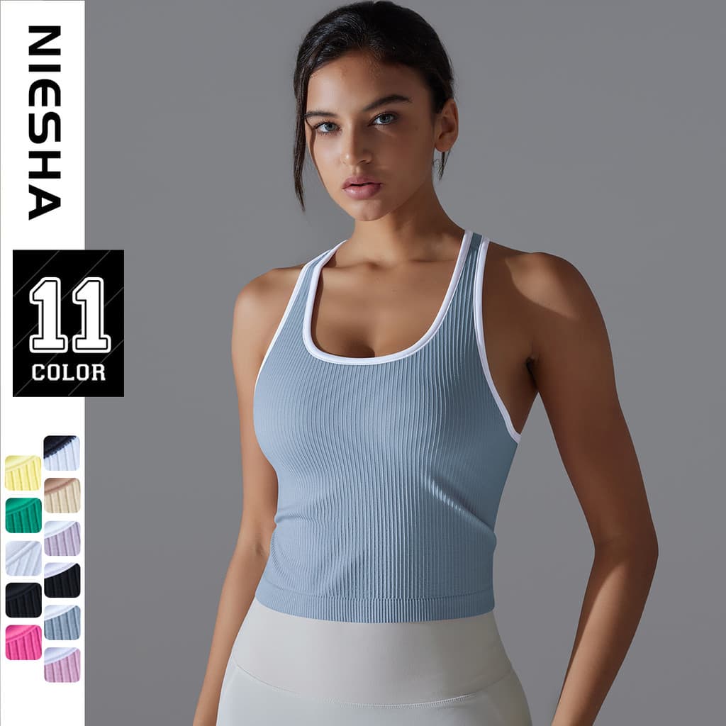 Maojia Yoga Lindas Costas Esportes Correndo Fitness Listras Respiráveis de Secagem Rápida Fitness Slim @-