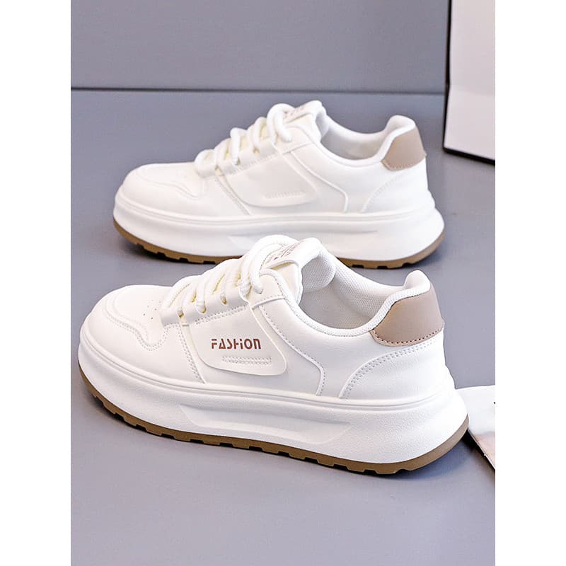 2025 primavera novo estilo sapatos brancos moda All-Match sapatos femininos de sola grossa ins sapatos da moda influenci
