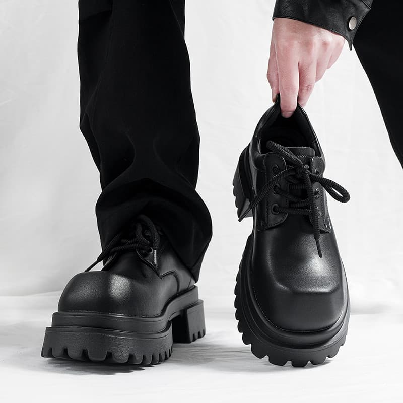 Sapatos Derby de sola grossa masculino High-End Formal Wear britânico Commuter All-Match aumentando sapatos de couro pri