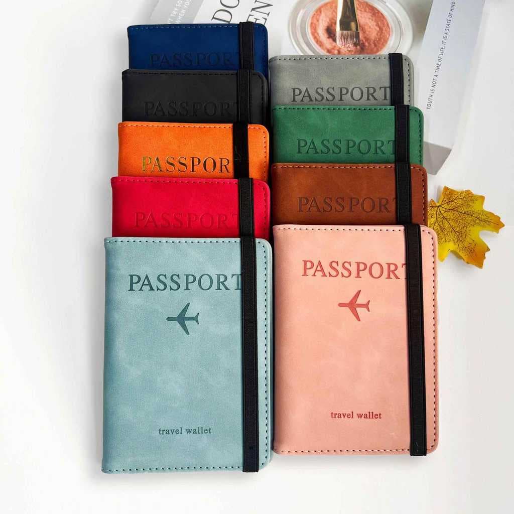 Porta-cartões de couro PU transfronteiriço Porta-passaporte RFID Bolsa para passaporte Caso Travelwallet Bolsa para docu