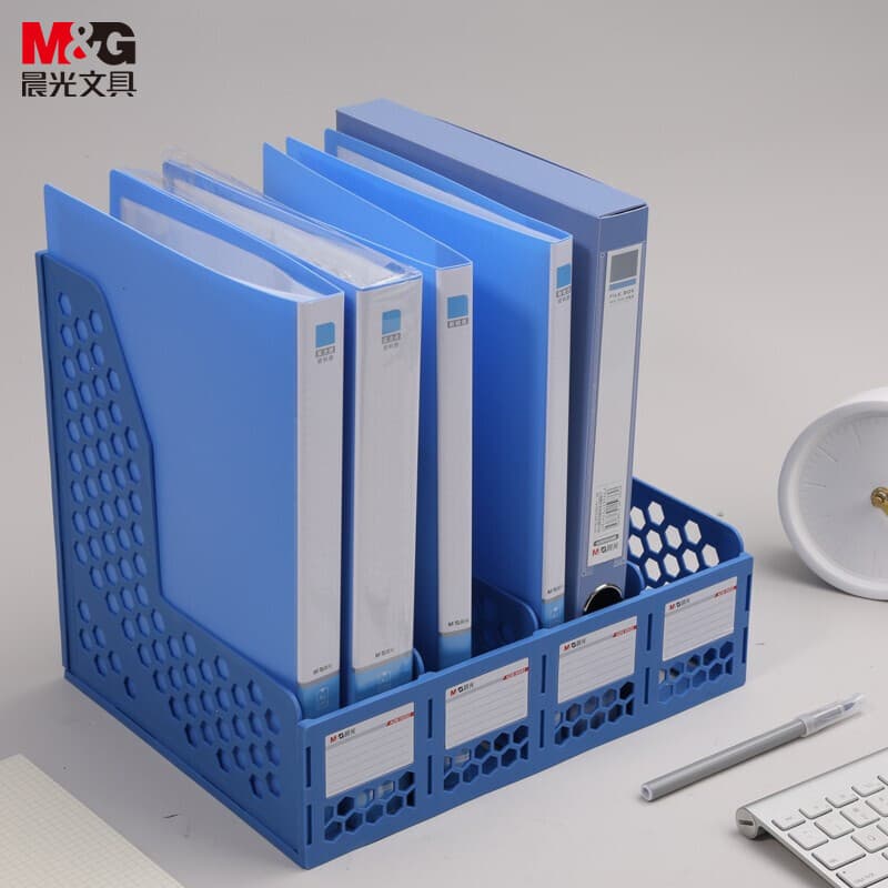 Chenguang (M e G) Papelaria Quádruplo oco caixa de arquivo de mesa quatro colunas com etiqueta coluna de arquivo estável