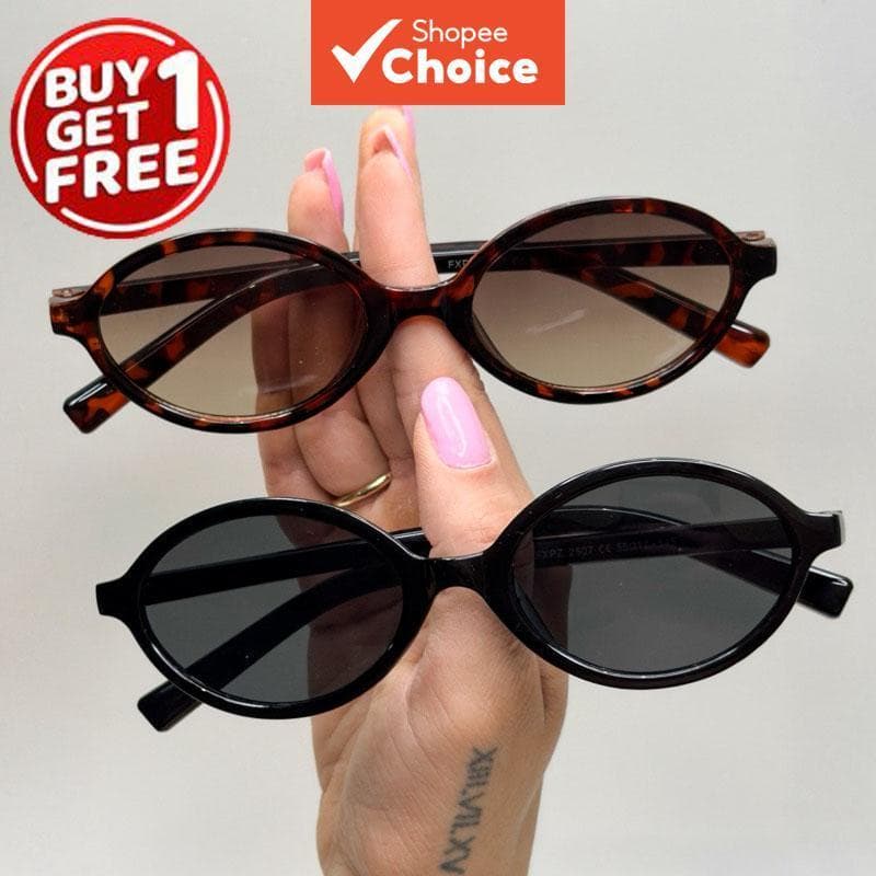 2 pares de óculos de sol femininos retrô de armação pequena com formato oval e proteção UV400