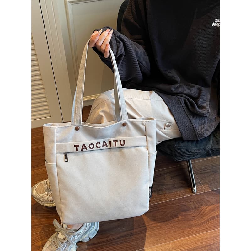 Bolsa de lona portátil de um ombro feminina de grande capacidade forte grande bolsa solta senhoras Casual Commuter pano