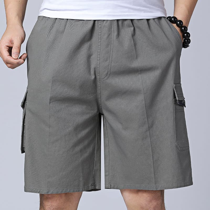 Shorts para idosos de meia-idade, calças soltas de pernas largas, verão, pai, vários bolsos, cintura elástica, tamanho g