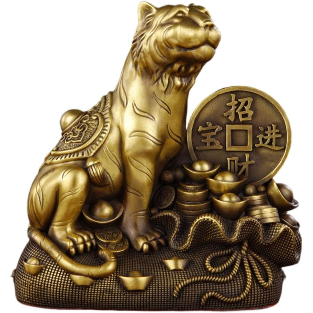 JITUIHOM Ornamento Premium de Latão com Tema do Zodíaco da Sorte - Tigre da Fortuna para Decoração de Sala de Estar, Mes