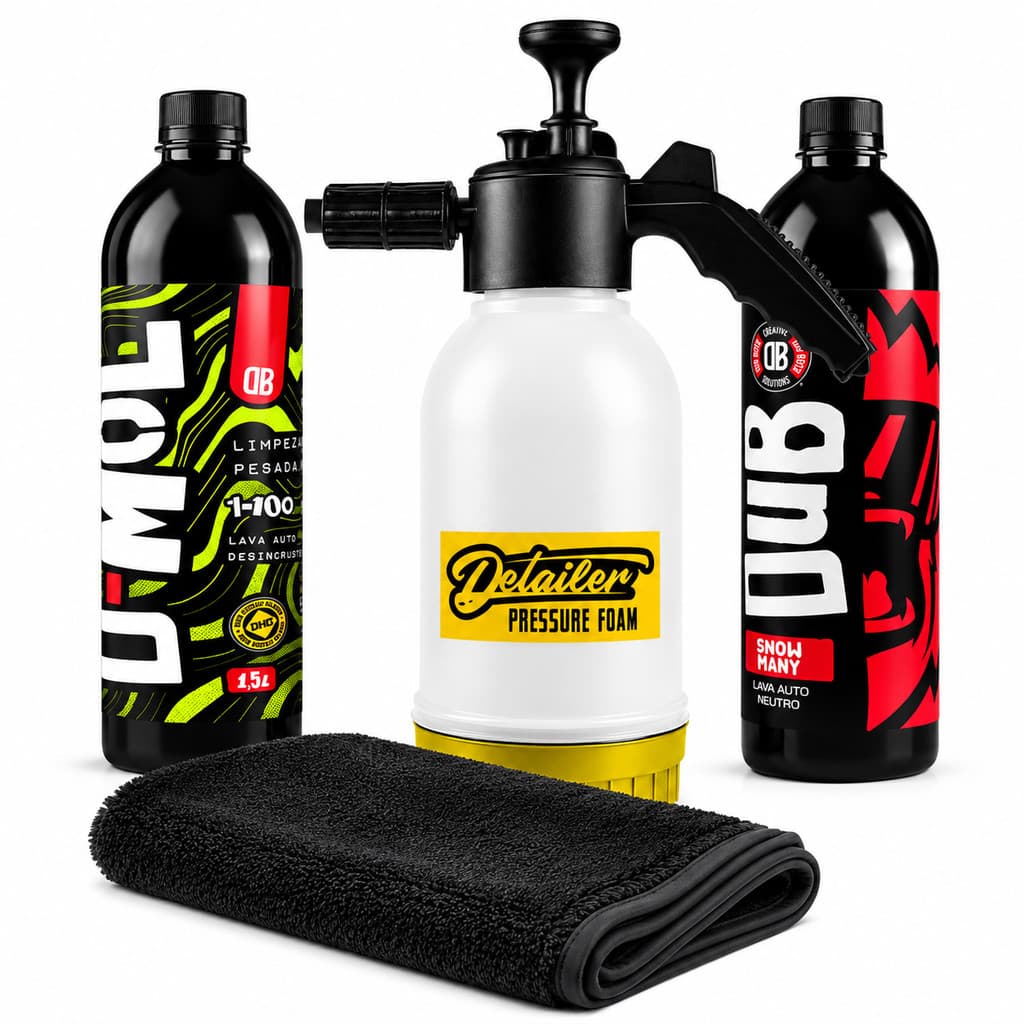 Kit Lavagem Manual Snow Foam 2L + D-MOL + Snow Many 1,5L + Toalha Super Premium Dupla Textura