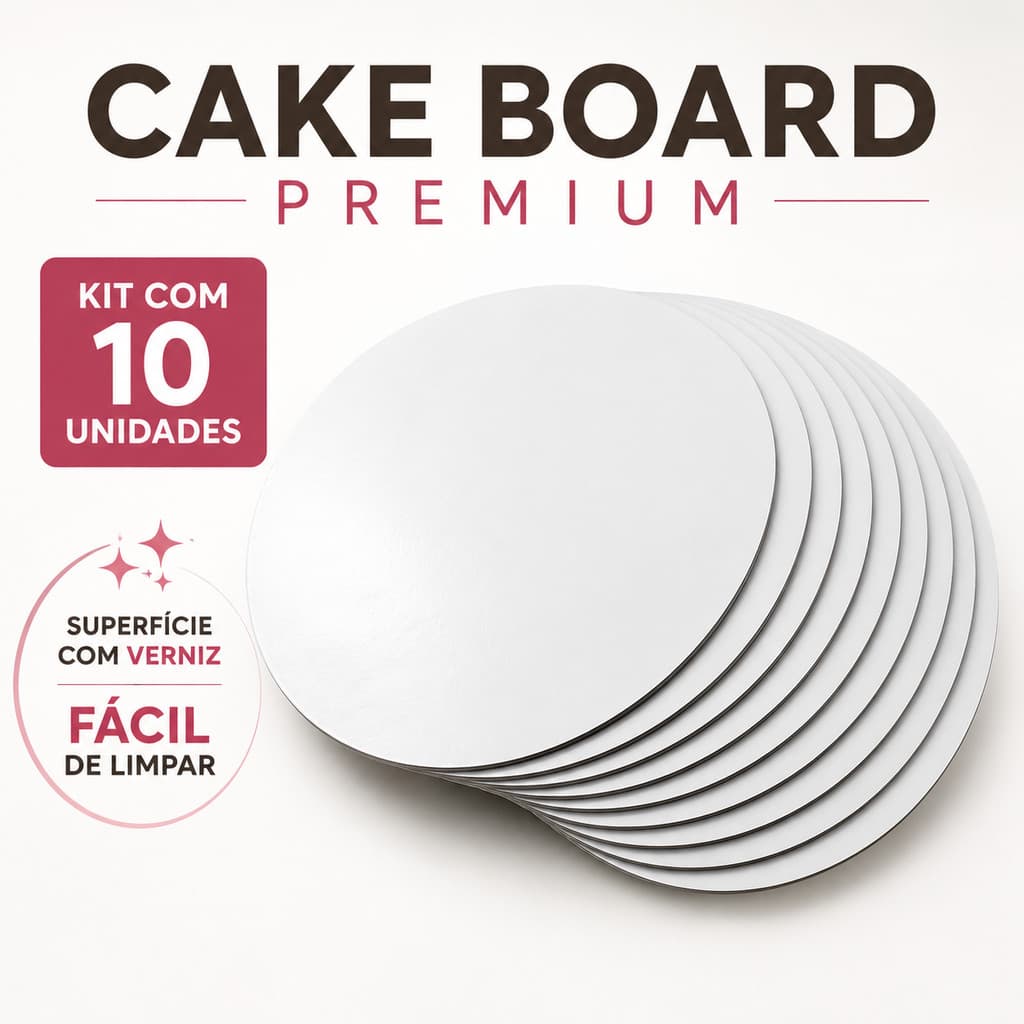 Kit 10 Cake Board para Bolo Tabuleiro Sem Logo MDF 3mm para Bolos Confeitaria Organização