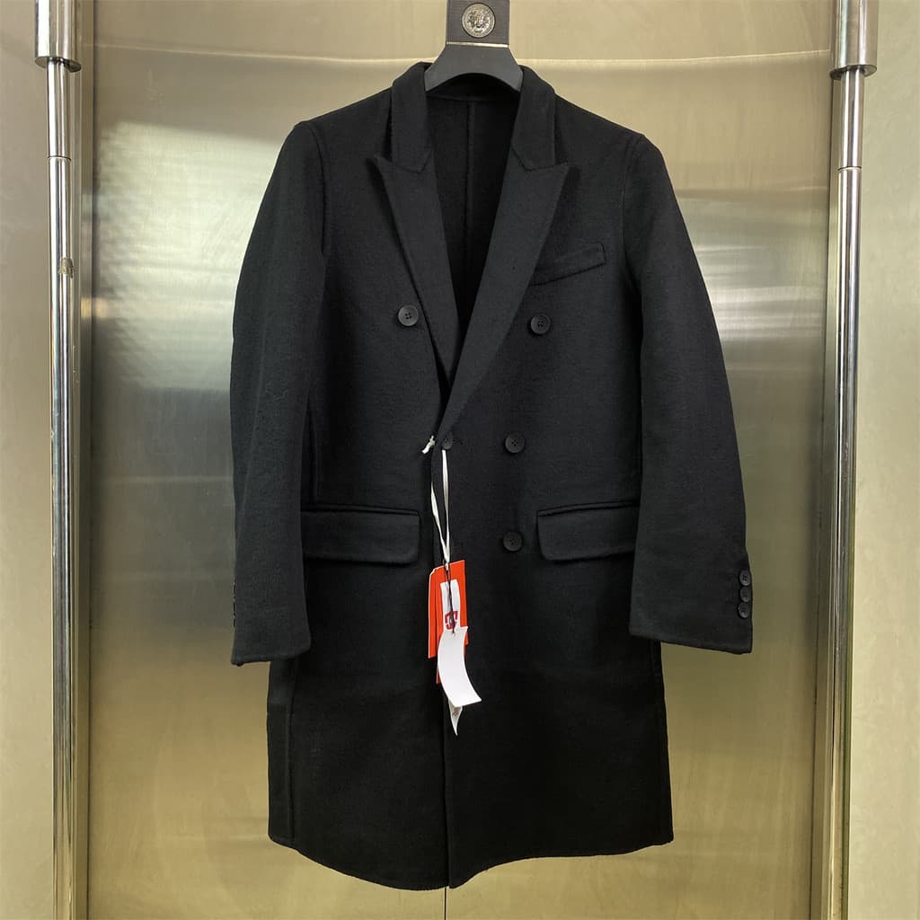 Lã 50% dupla face de lã negócios cavalheiro casaco de lã masculino inverno comprimento médio D90 terno colarinho duplo B