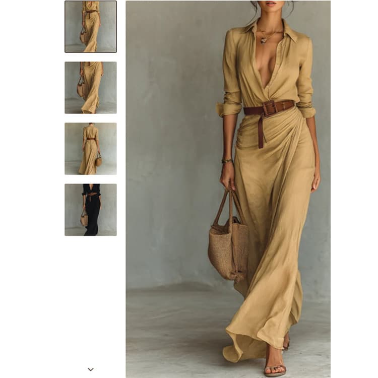 Vestido Plissado irregular Feminino De Cor Sólida