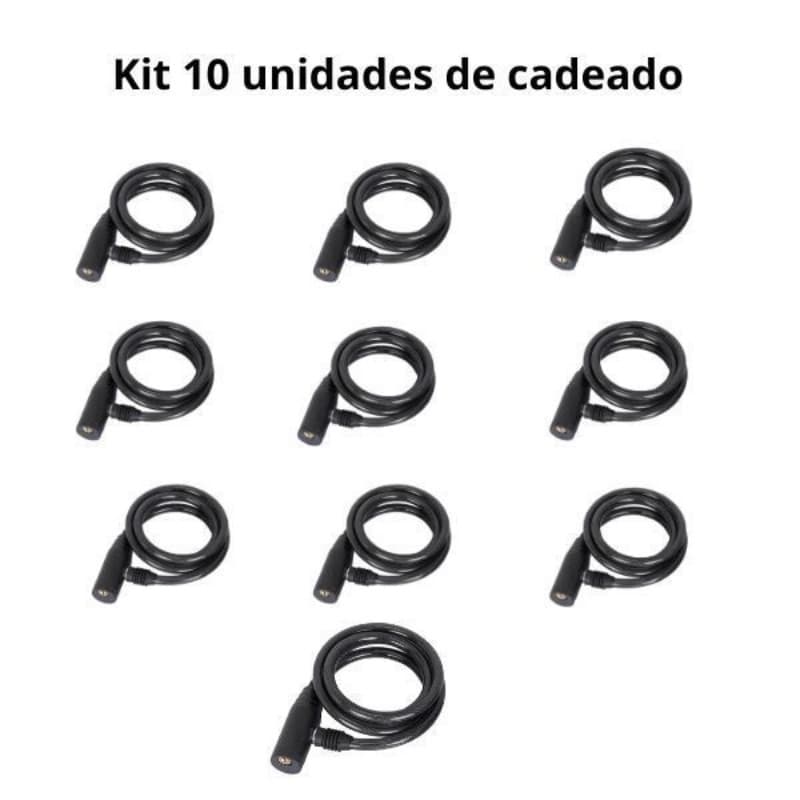 Kit 10 Unidades de Cadeado Para Bicicleta e Moto Com Cabo De Aço 64 Cm