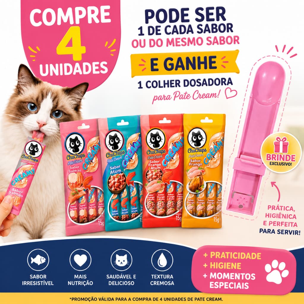 ChuChups Creamy 4 unidades Petisco Para Gatos 4 Sachê 15g