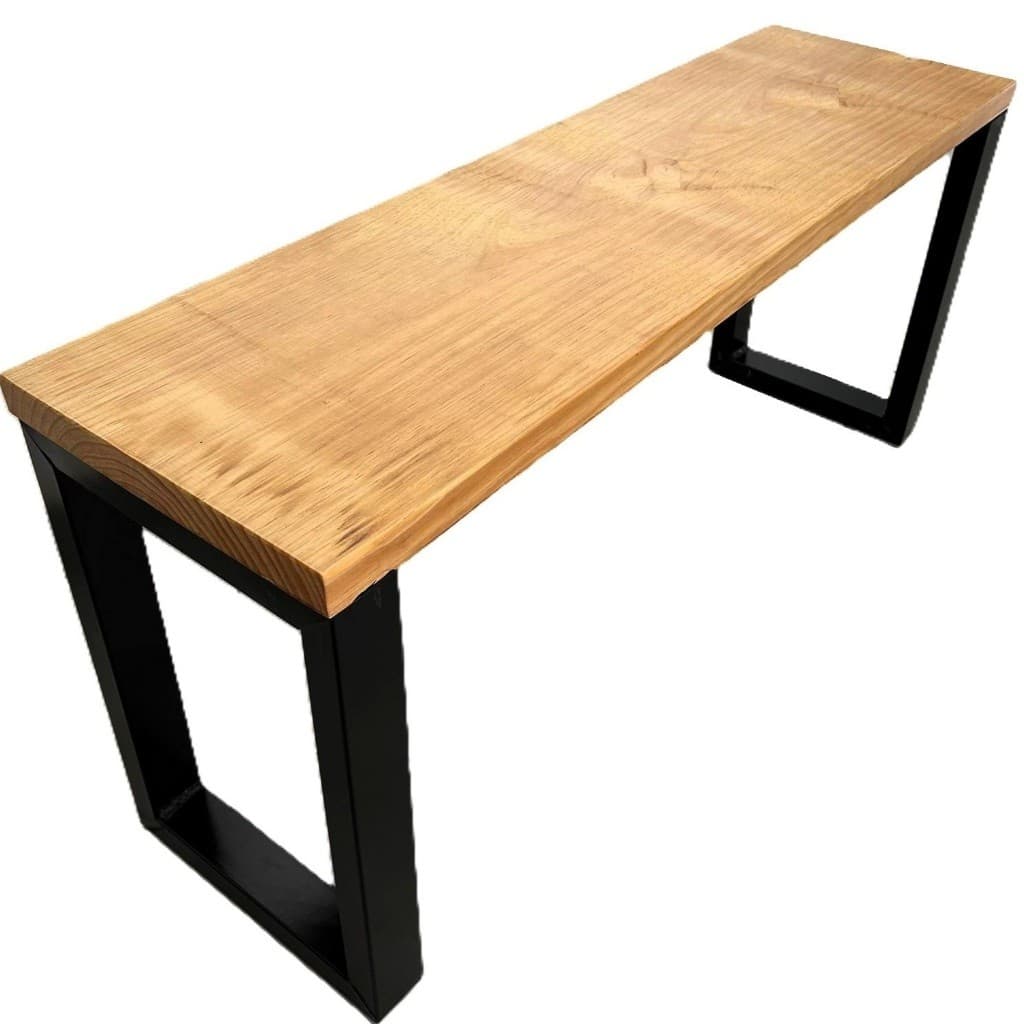 Banco Industrial Acento Madeira Maciça Pés de Ferro 100 cm / 120 cm