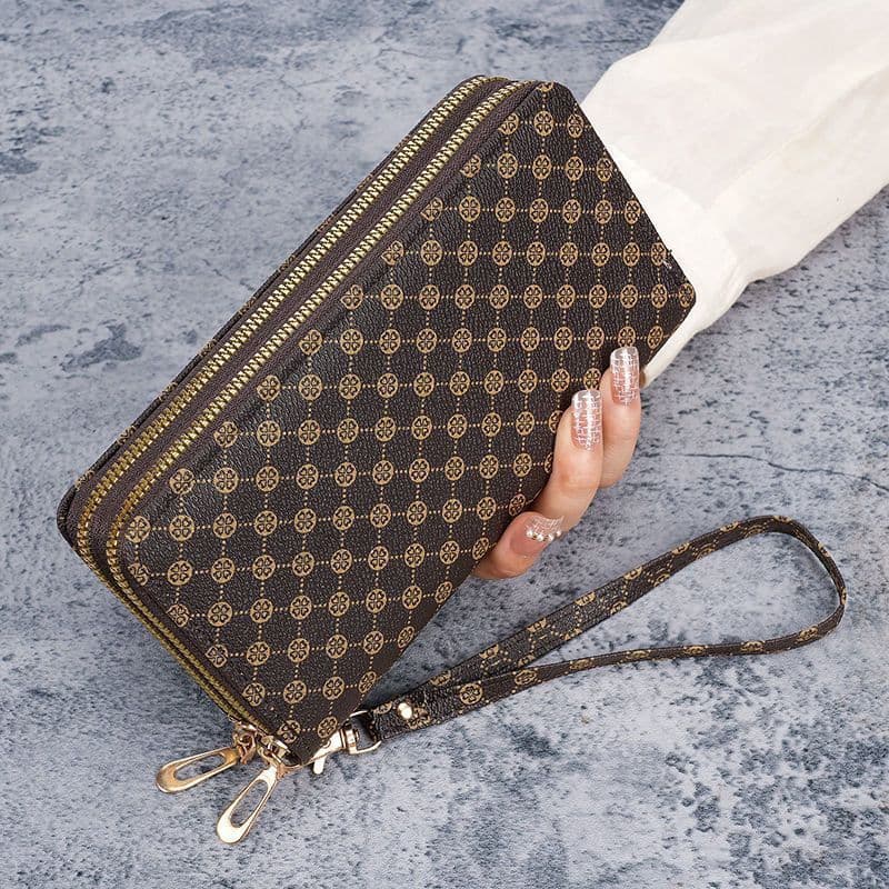 Carteira feminina floral longa, bolsa de mão, bolsa para celular, porta-moedas, porta-cartões multifuncional, bolsa com