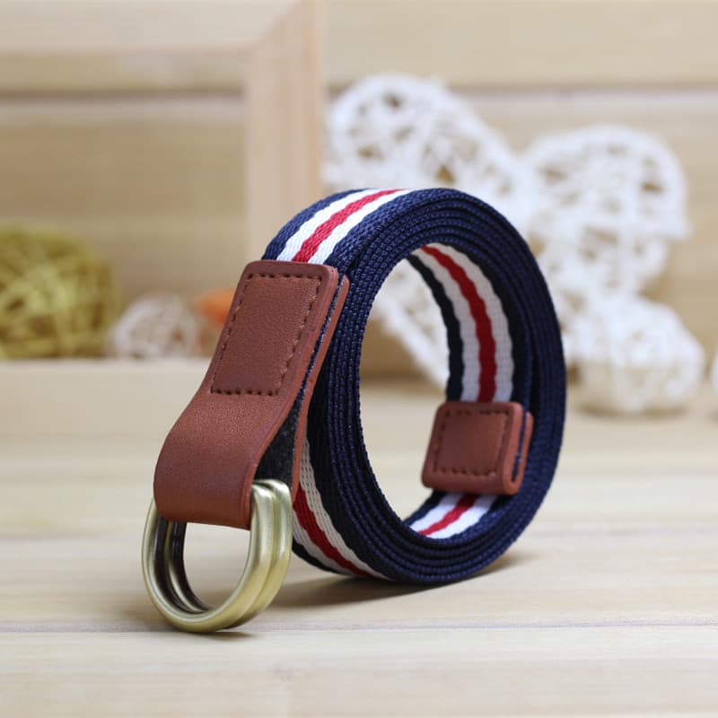 Moda atada listrado cinto versão coreana cinto de lona feminino fino na moda simples All-Match estudante coreano fino