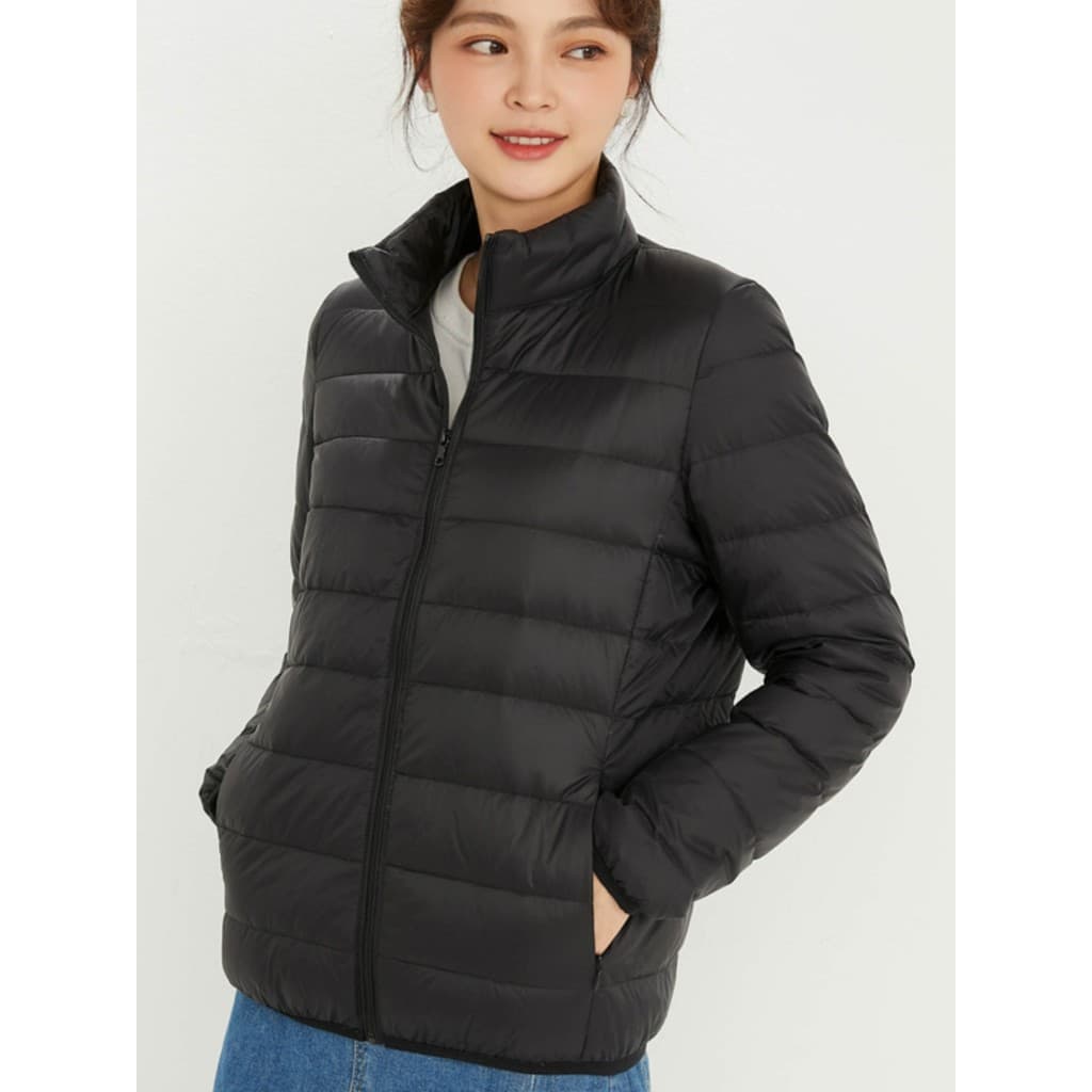 2024 outono inverno novo estilo 90 pato branco para baixo leve jaqueta gola manga longa jaqueta feminina fino ajuste que