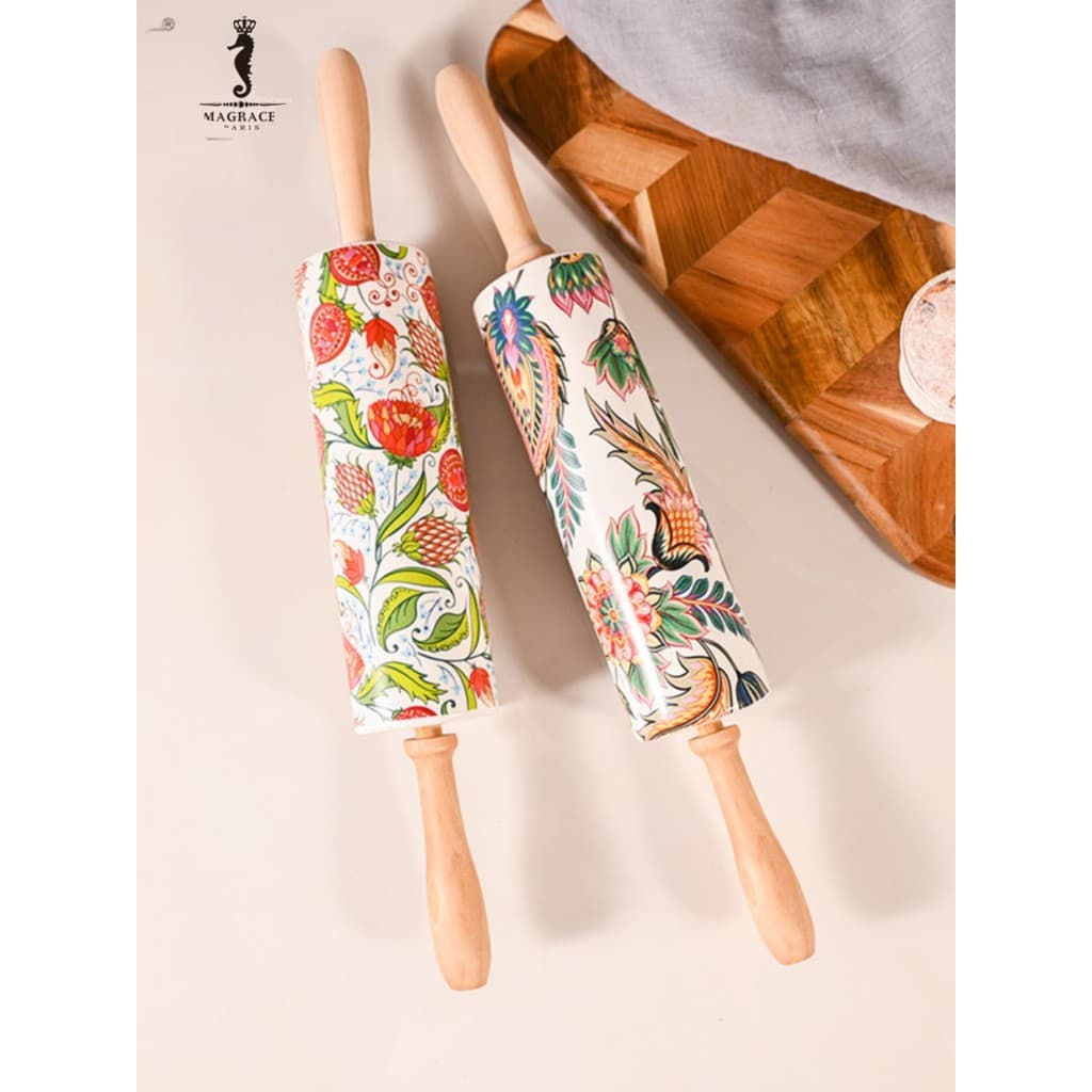 Ma Ruishi Europeu Retro Flor Cozinha Cerâmica Rolo de Madeira de Lótus Casa Cozinha Uso Diário Acessórios Criativos de U