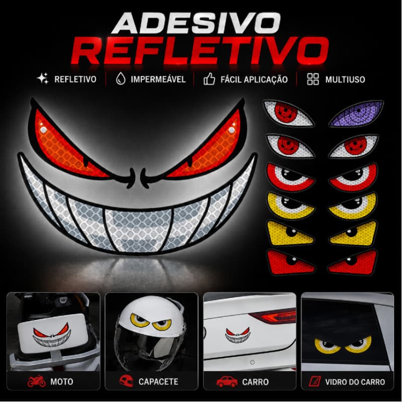 Adesivos Refletivos 7 Pares De Olhos De Motocicleta 14.5 Cm À Prova D'água E De Sol Alta Resistência Às Intempéries