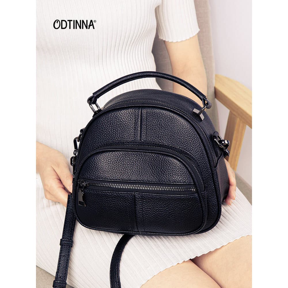 Mochila de couro genuíno feminina 2026 novo estilo moda bolsa mensageiro de um ombro influenciador Casual All-Match moch