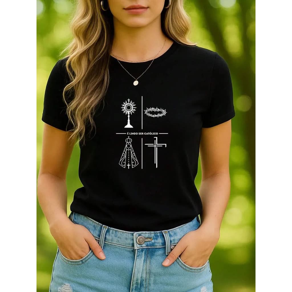 Camiseta Babylook Tshirt Feminina Frases Imagens Religião