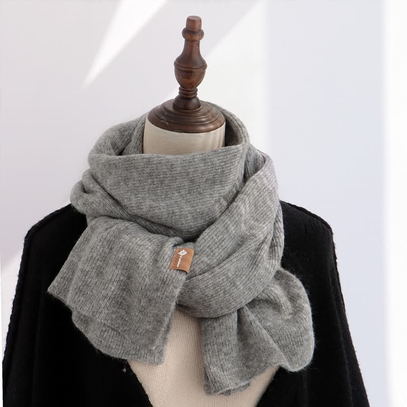 Lã misturada malha cachecol de lã simples básico rotulagem babador cor sólida masculino feminino inverno novo estilo ver
