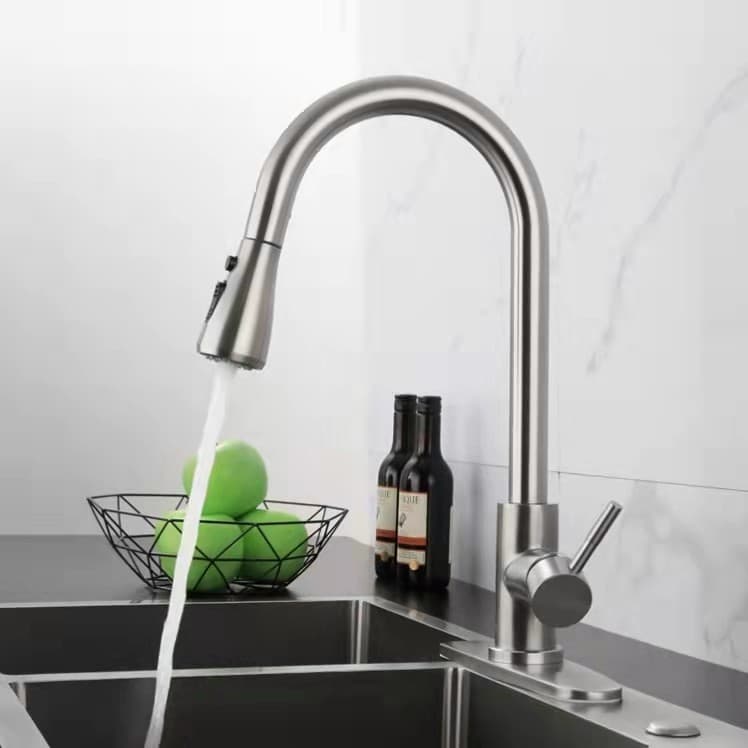 SUS304 pia de aço inoxidável Pull-out torneira quente e fria lavatório água quente e fria cozinha bico retrátil doméstic