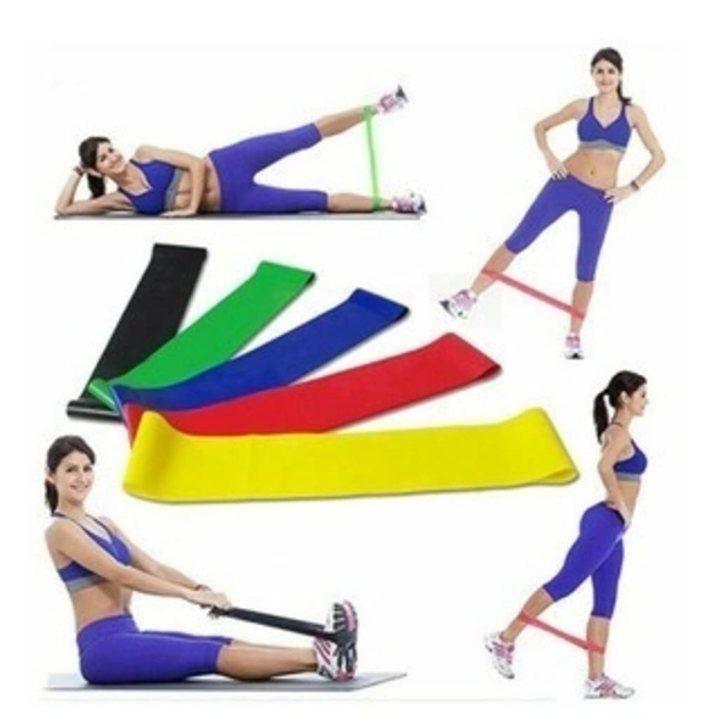 Kit 10 Faixas Elásticas Mini Band Para Exercícios Em Casa com 5 Níveis de Resistência Alta Performance