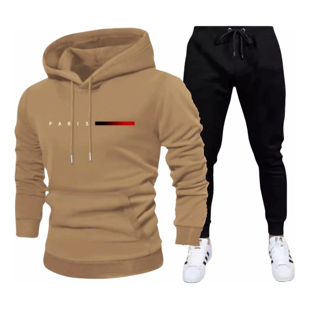 Conjunto Moletom Preto Abrigo Agazalho  Flanelado Quentinho Paris Gold