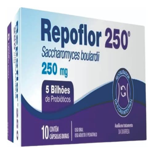Repoflor 250mg Com 10 Capsulas 5 Bilhoes De Probióticos