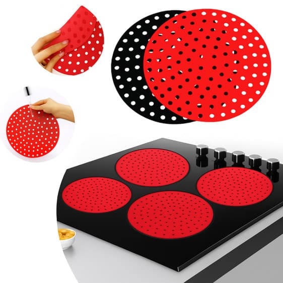 Kit com 5 Unidades de Tapete de Silicone para Fogão de Indução Almofada Protetora Antiderrapante