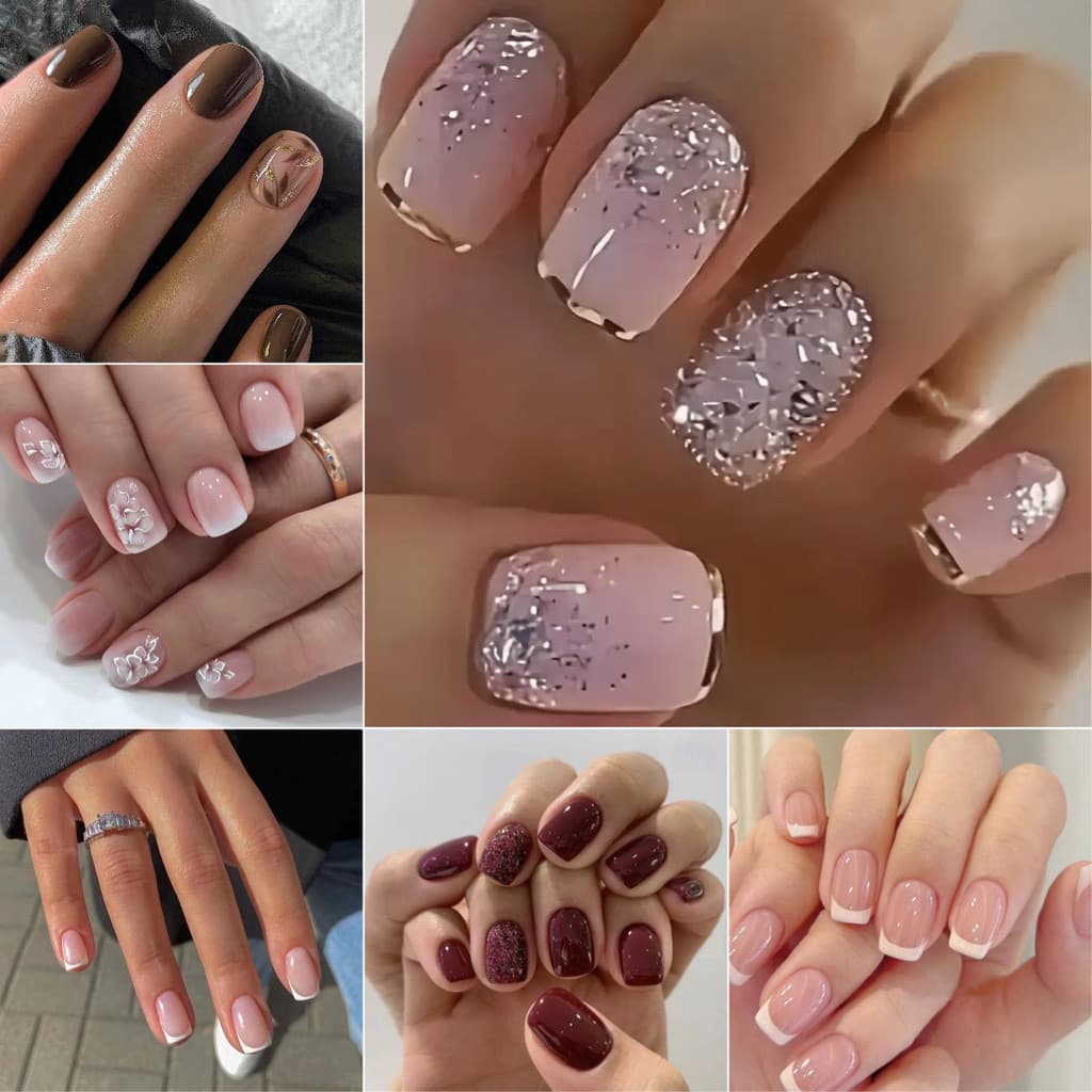 Square Shaped24 PCS Unhas Falsas De Longa Duração Nail Art Artificial COD Com Cola Gelatinosa
