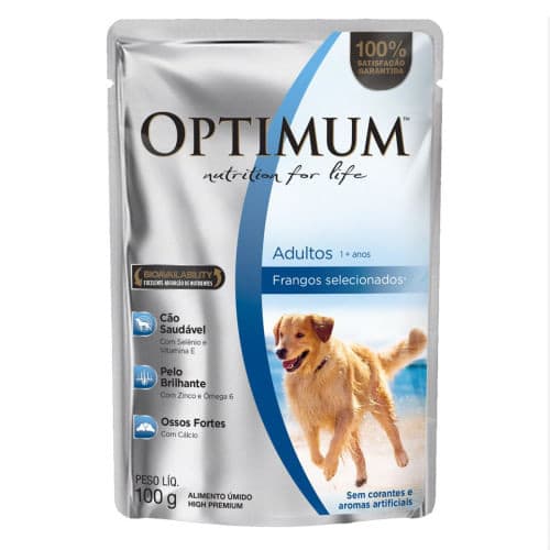 Ração Úmida Optimum Sachê para Cães Adultos sabor Frango - 85g