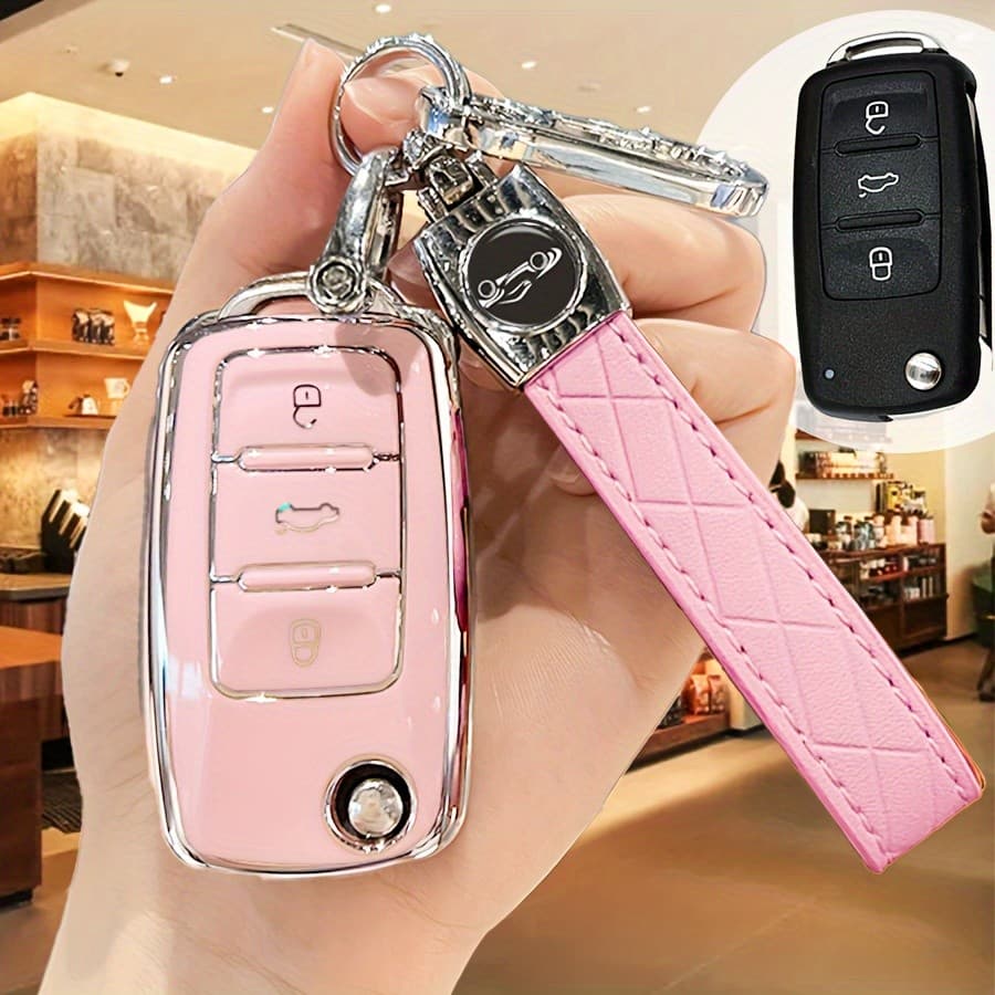 [Chave De Controle Remoto Inteligente] Para Volkswagen Car Key PU Keychain Suporte Carro , Adequado Spring Lavida Golf