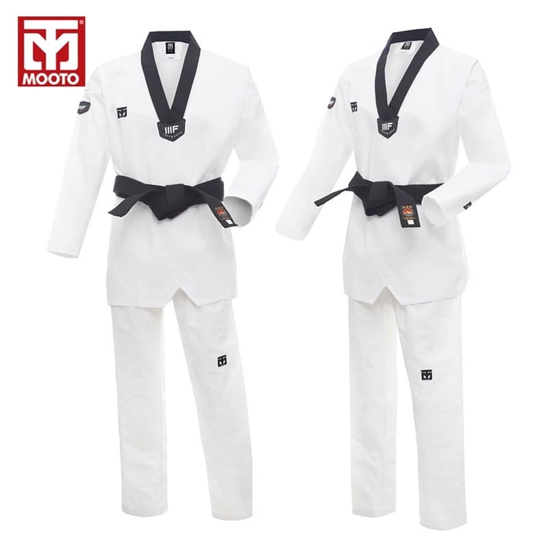 Uniforme de artes marciais de algodão respirável novo estilo xxxs-m colarinho L-XXL terno de Taekwondo