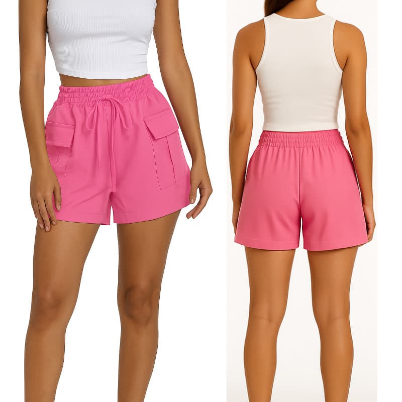 Shorts Cargo Alfaiataria Feminino Com Bolso Lateral Elegante Shortinho Soltinho Confortável