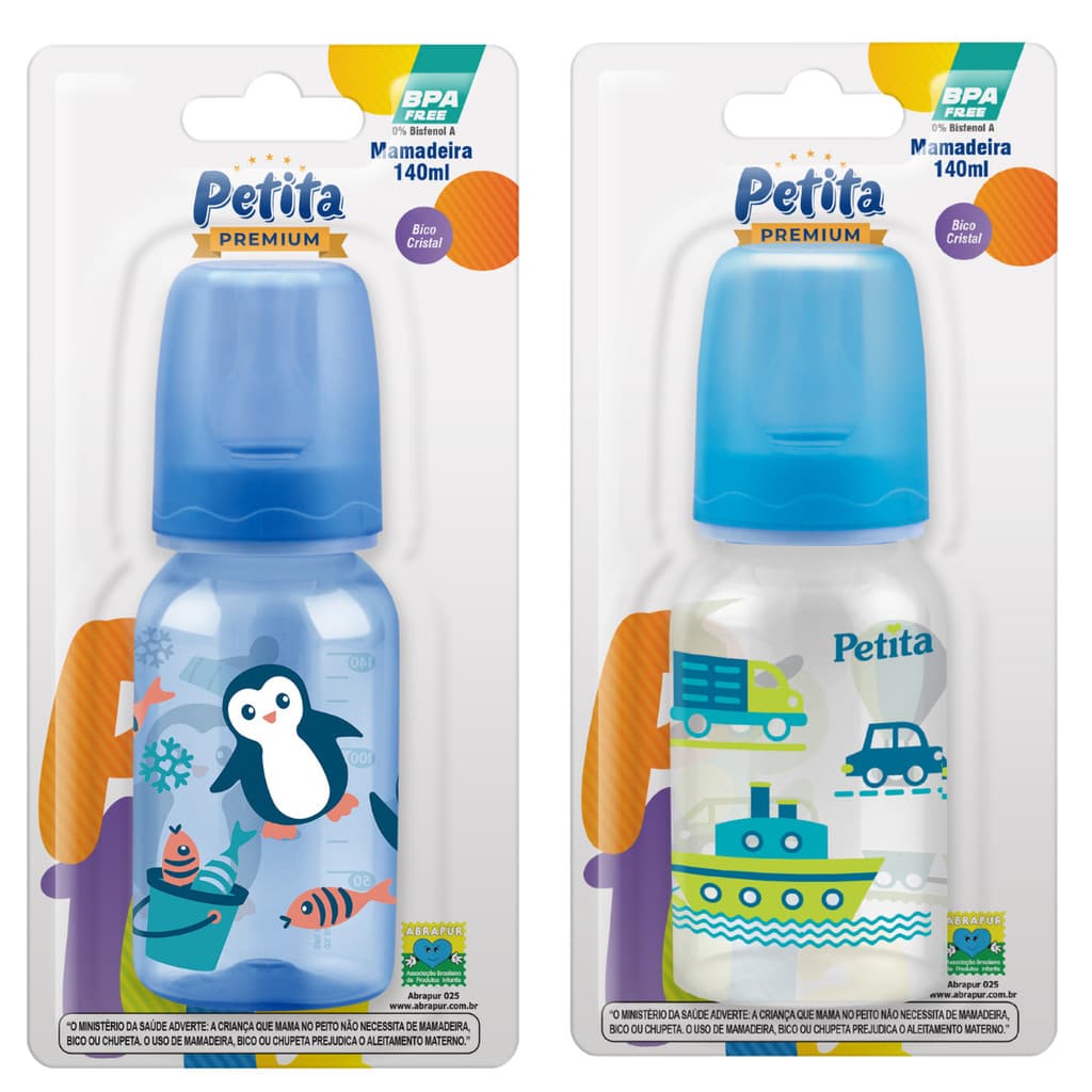 Mamadeira Sortidas bebe Premium 140ML Bico Silicone Petita