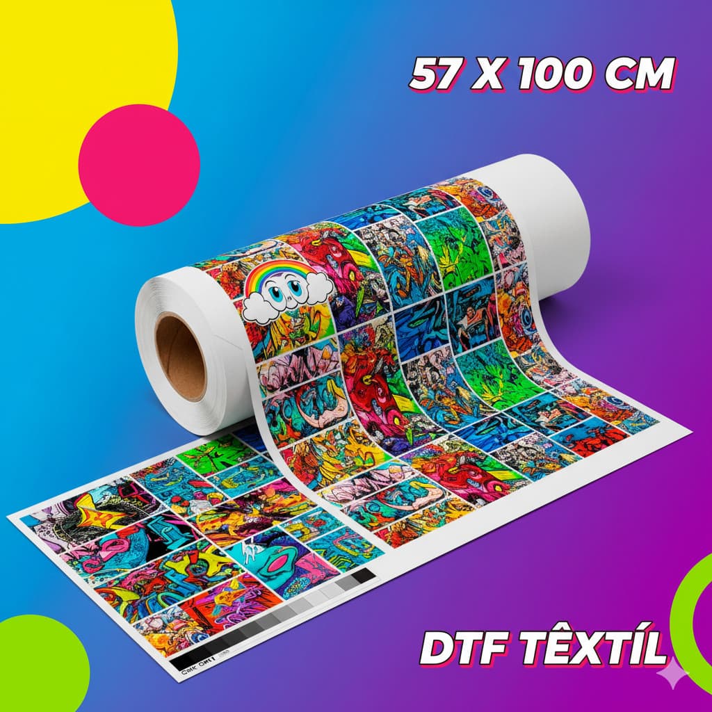 DTF Têxtil Impressão Qualidade I3200 Para Estamparia Camiseta e Tecidos 1 METRO POR 57 CENTIMETROS