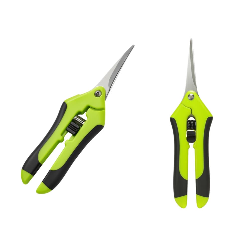 Kit Tesoura de Poda Reta e Curva Profissional Cultivo Plantas Grow Flores Jardim Jardinagem