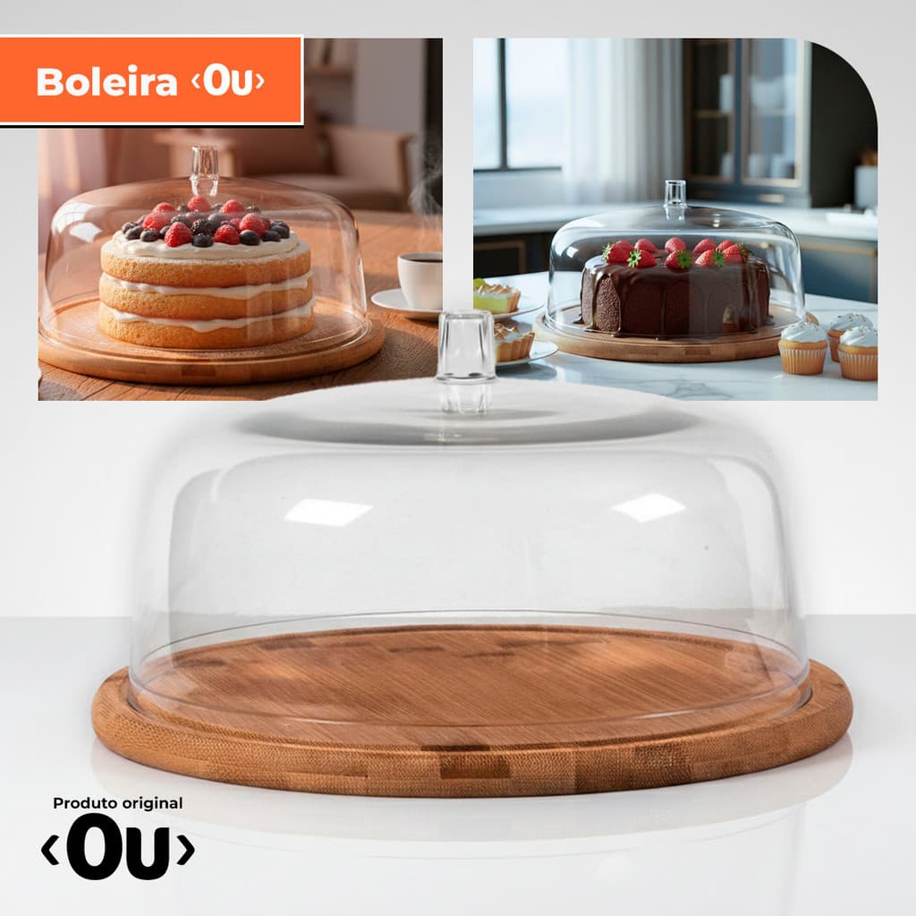 Boleira com Cúpula sem Pé 27,5 cm Natural Bambu Sense Ou