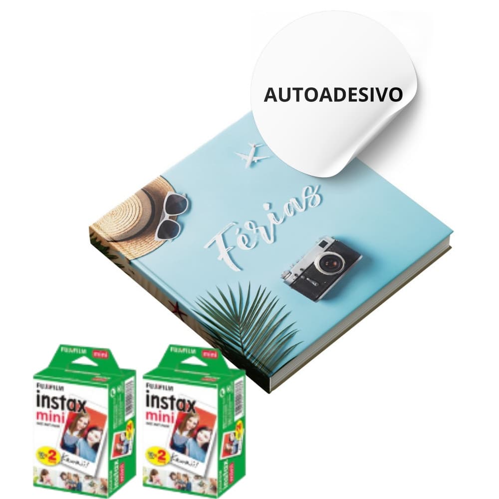 Kit 40 Fotos Instax Mini Fujifilm + Álbum Férias na Praia