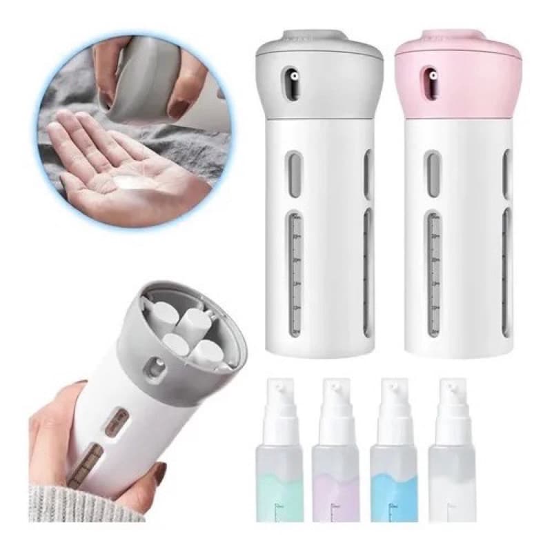 Kit Para Viagem Dispenser 4 em 1 Porta Shampoo Condicionador Creme Sabonete