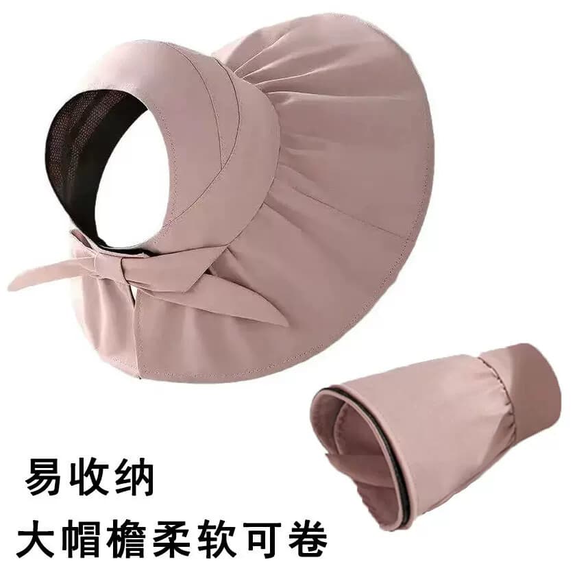 Vinil oco superior protetor solar chapéu de sol feminino verão Anti-ultravioleta rosto cobrindo aba grande mostrando ros