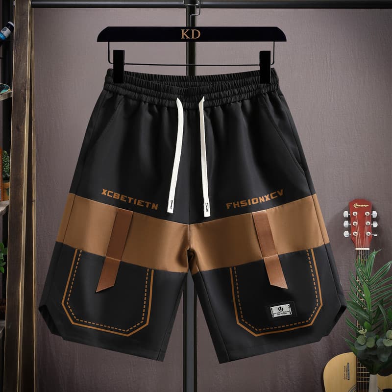 Shorts curtos masculinos, roupa externa de verão, estilo fino, roupa de rua, macacão solto, calças de cinco pontos, novo