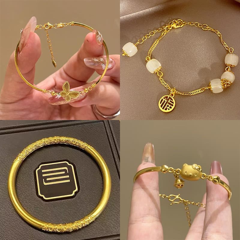 pulseira pulseira feminina Dourado Retro empilhado borboleta pulseira feminina luz luxo High-End requintado pulseira tem