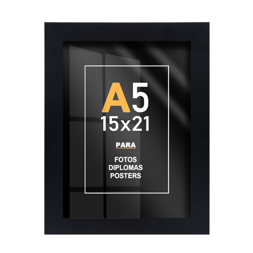 Porta-Retrato 15x21 cm (A5) – Com Vidro ou Acetato, Uso Horizontal ou Vertical, Fácil Instalação